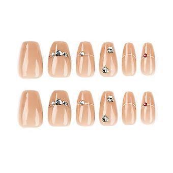 Glossy Nude Color False Nails Unique Trendy Design Nail Pieces  Glue Models
