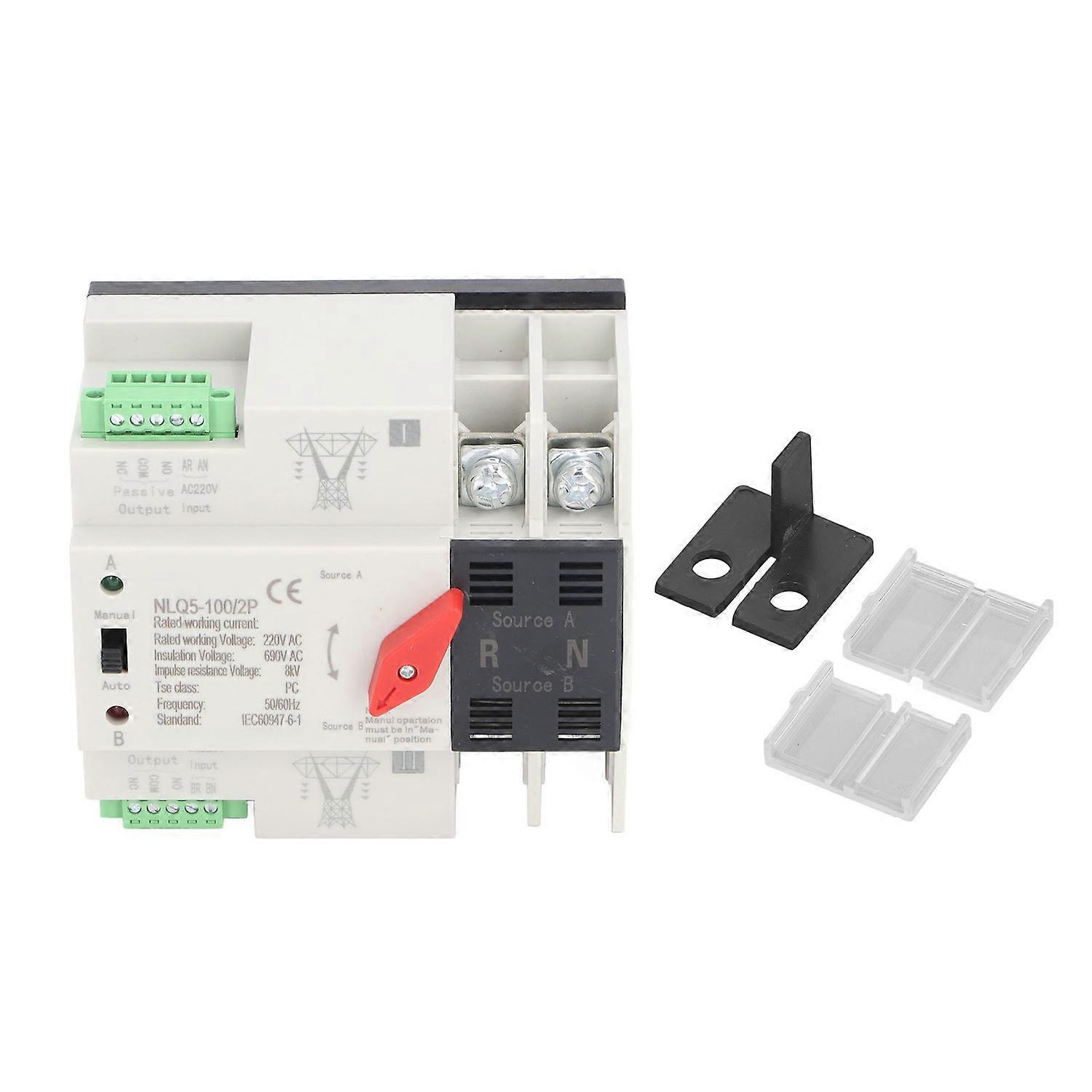 Dual Power Automatic Transfer Switch 2P Mini ATS Automatic Transfer Switch AC220V 100A 