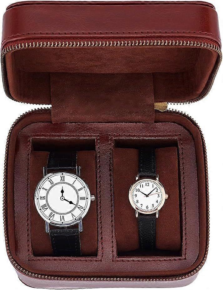 Watch Travel Case for Men Brown Watch Travel Case Watch Carrying Case Watch Organizer Watch Display Case Double Watch Storage Case with Zipper for Wom