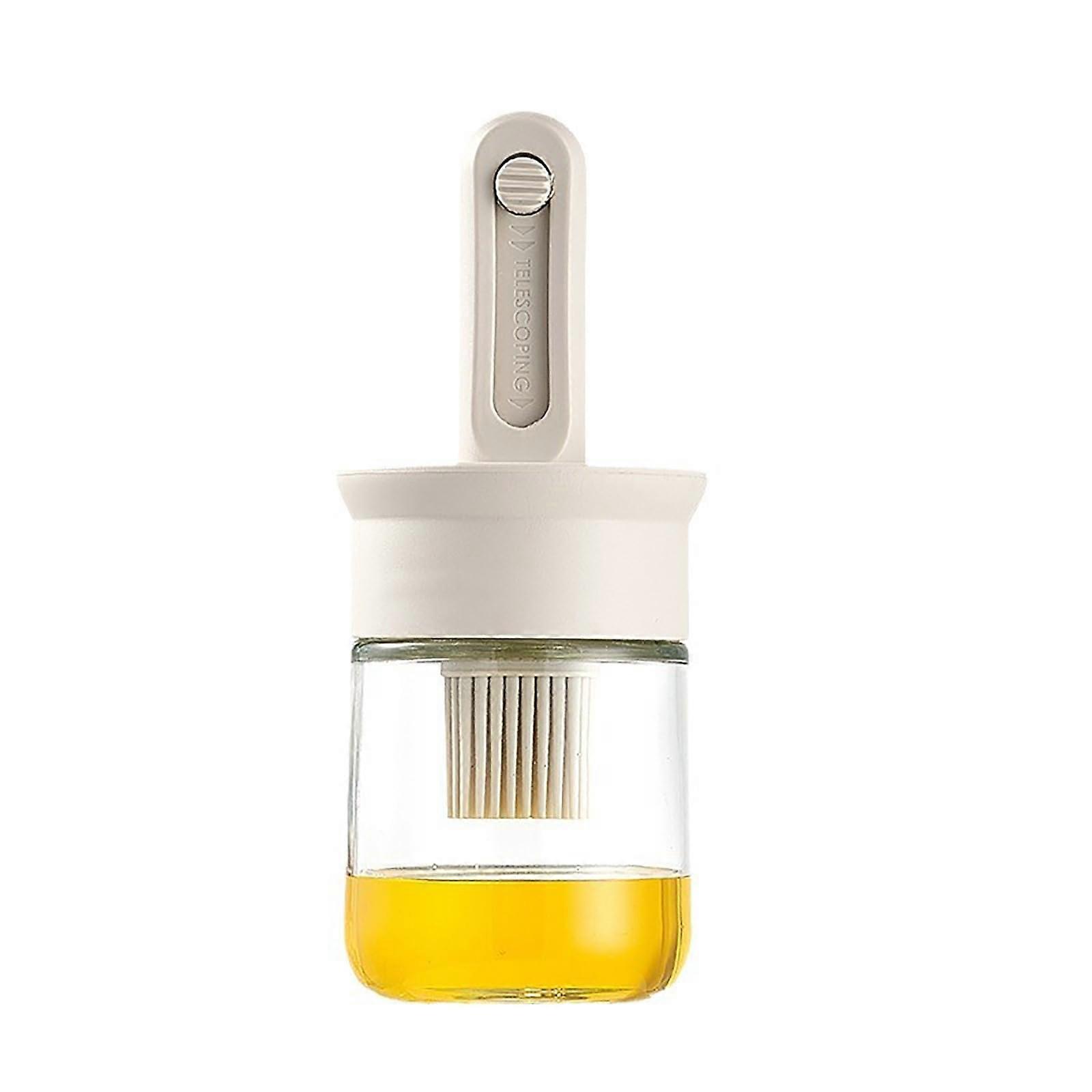 White Adjustable Oil Brush Sauce Dispenser 5 oz