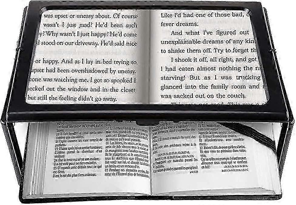 A4 Full Page Reading Magnifier Hands Free Rectangular Standing Magnifier with 4 LED Lamp 3X