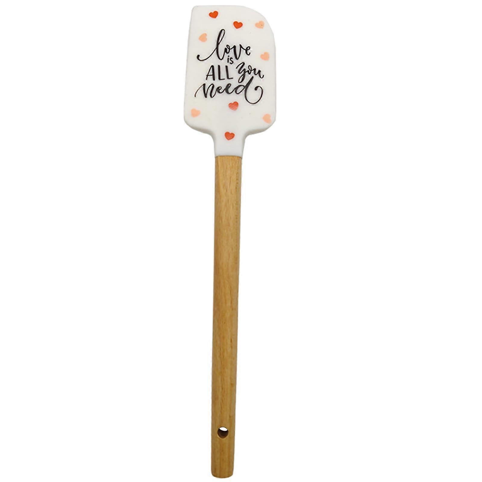 Heart-Shaped Silicone Spatula With Wooden Baking Handle, Nonstick Spatula, Kitchen Utensil For Baking