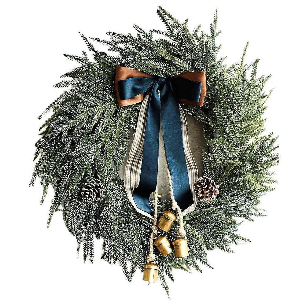 Nneoba Christmas Artificial Pine Wreath With Bells & Ribbon