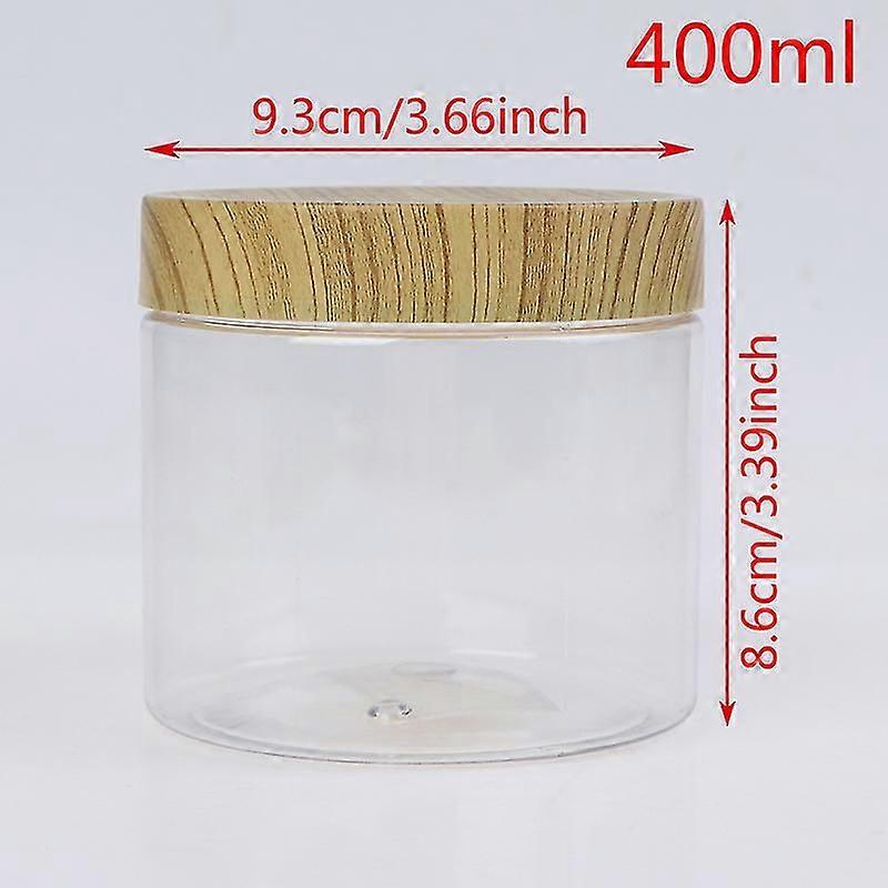 Empty Clear Jar Container With Plastic Imitation Wood Lid Plastic Storage Bottle