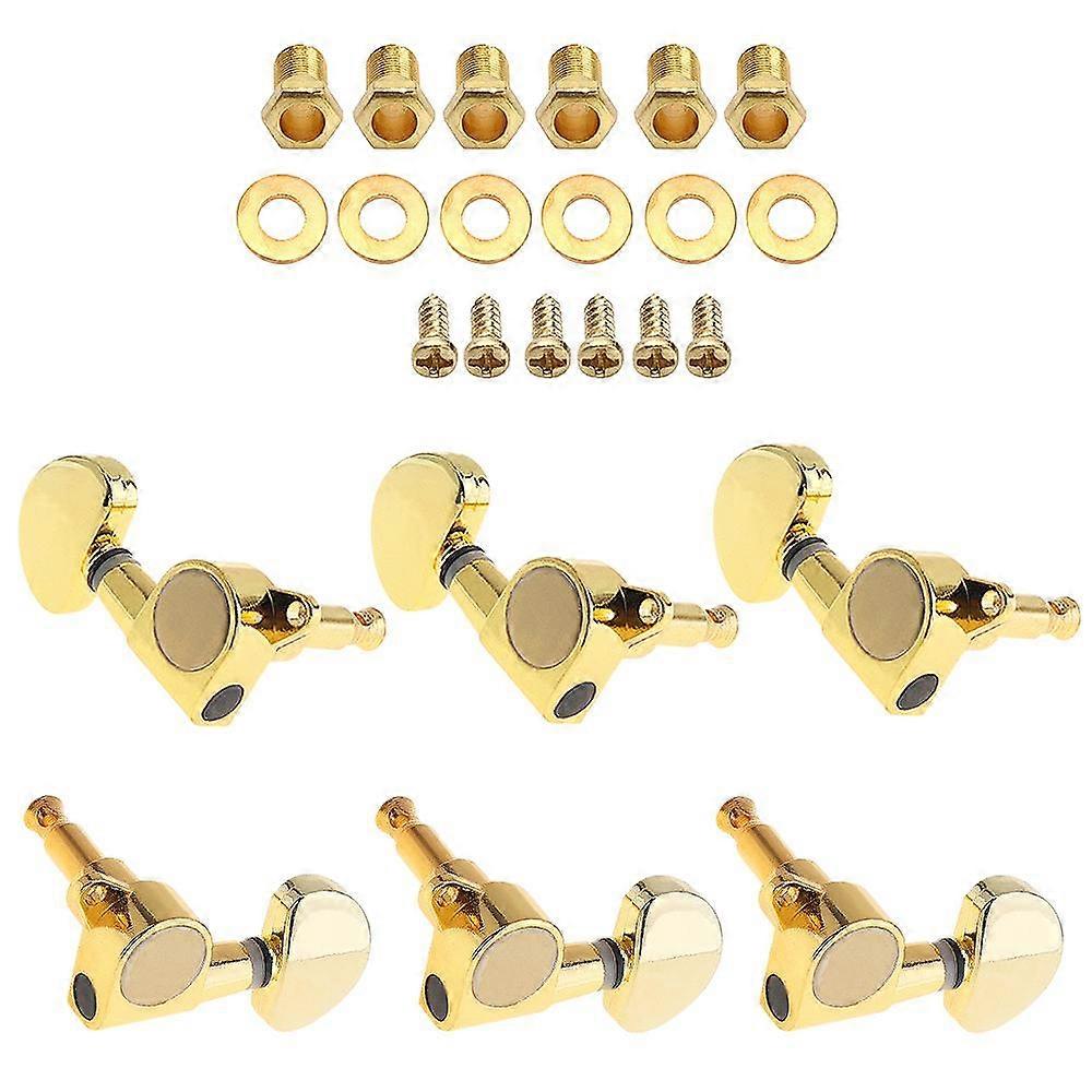 6pcs 40 / 41 Inch Folk Guitar Tuning Pegs 3R+3L All Closed Machine Heads Tuners Gold Black Optional