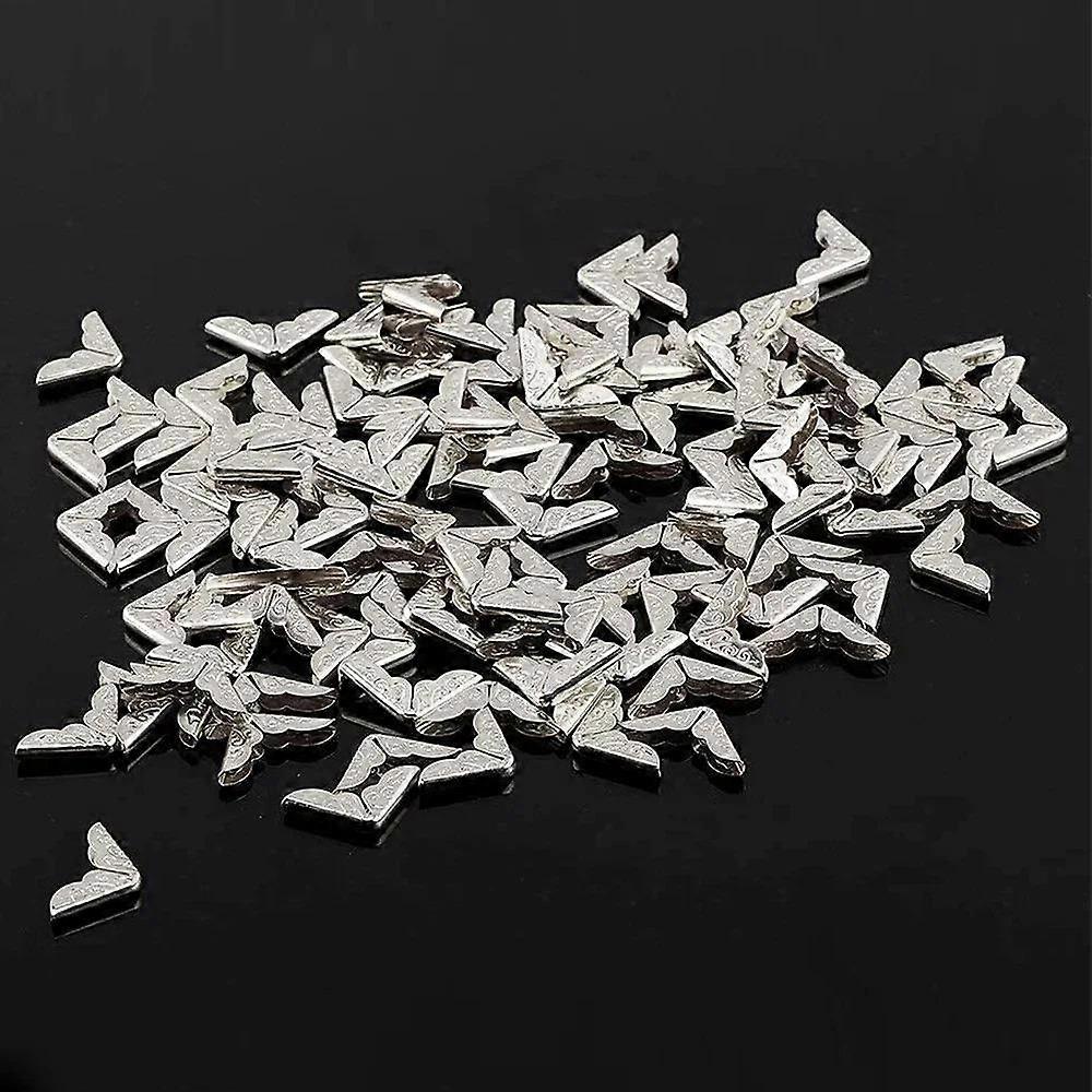 100Pcs Metal Book Corner Protector Vintage Scrapbook Photo Album Notebook Menus Folder Protecting Golden Silver Bronze