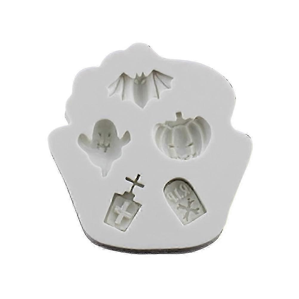 ハロウィーンのテーマシリコーンケーキモールドチョコレートフォンダンケーキデコレーションベーキングDIYツール(灰色がかった白)f54