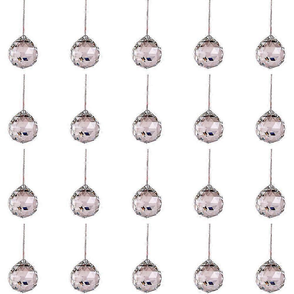 منشورات كروية كريستالية مقاس 0.8 بوصة / 20 مم - 20 قطعة معلقة لثريات السقف ، فنغ شوي ، منزل الزفاف
