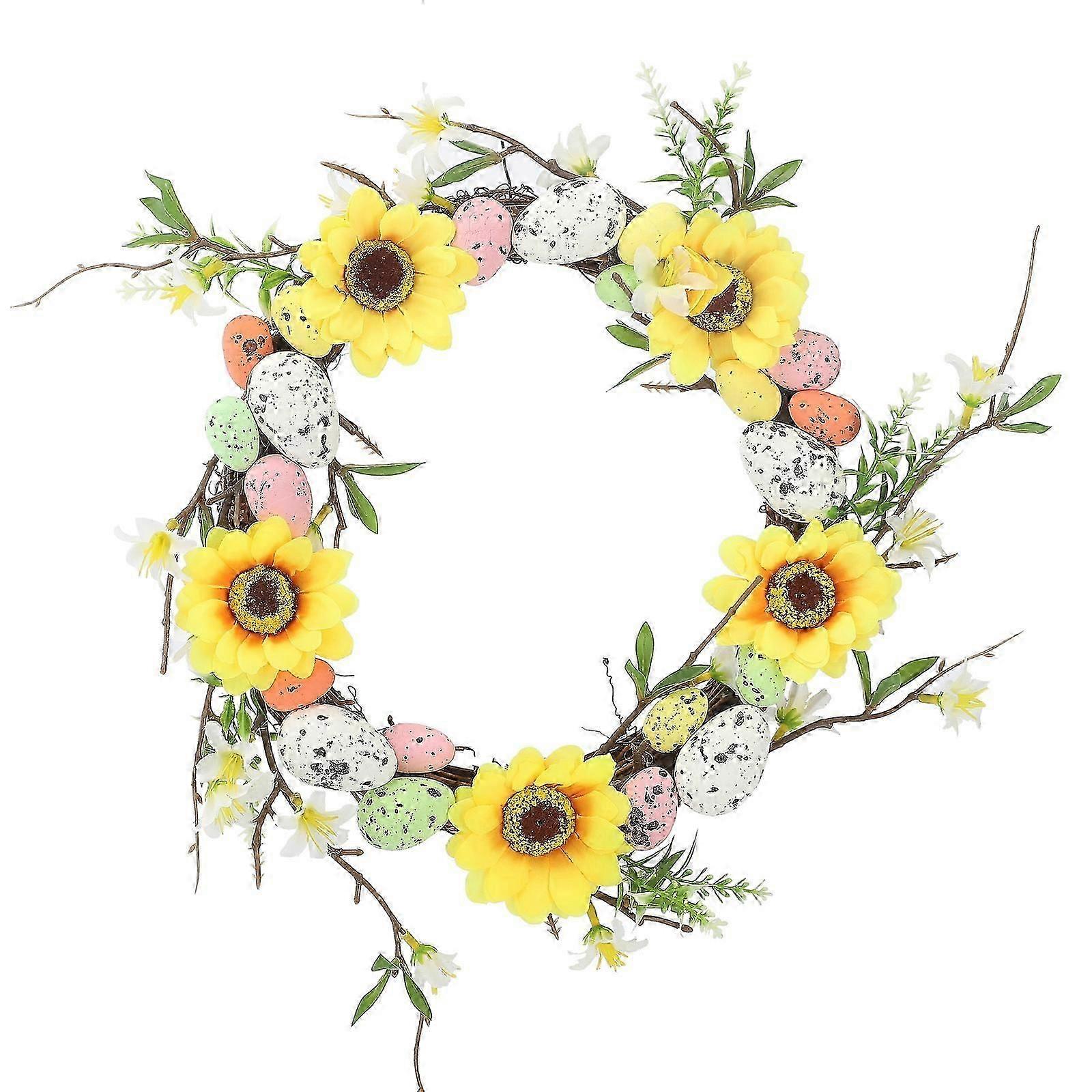 New Large Easter Wreath Garland with Easter Eggs Spring Door Wall Easter Decorations