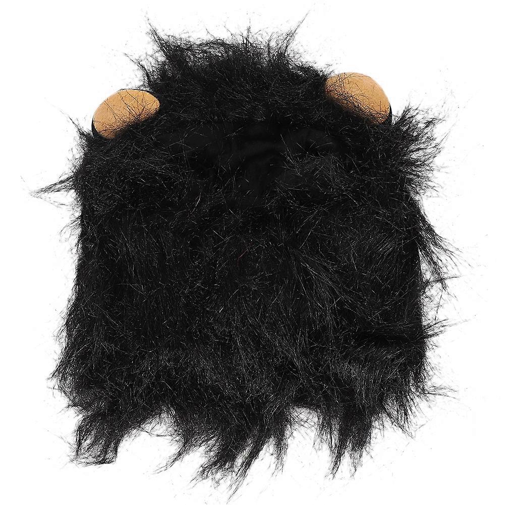 L-Sized Black Plush Cat Wig for Pets, Party Costume Accessory, Soft Material, Stylish Decoration