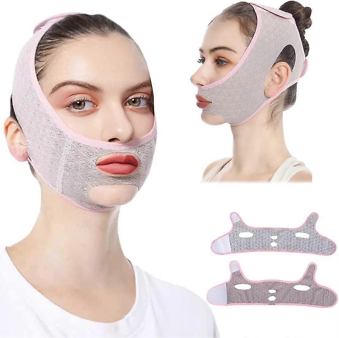 2pcs Chin Up Mask Sleep Snoring Chin Strap Face Lifting Belt V Line Shaping Face Masks Double Chin Reducer Beauty Face Sculpting Facial Slimming Strap