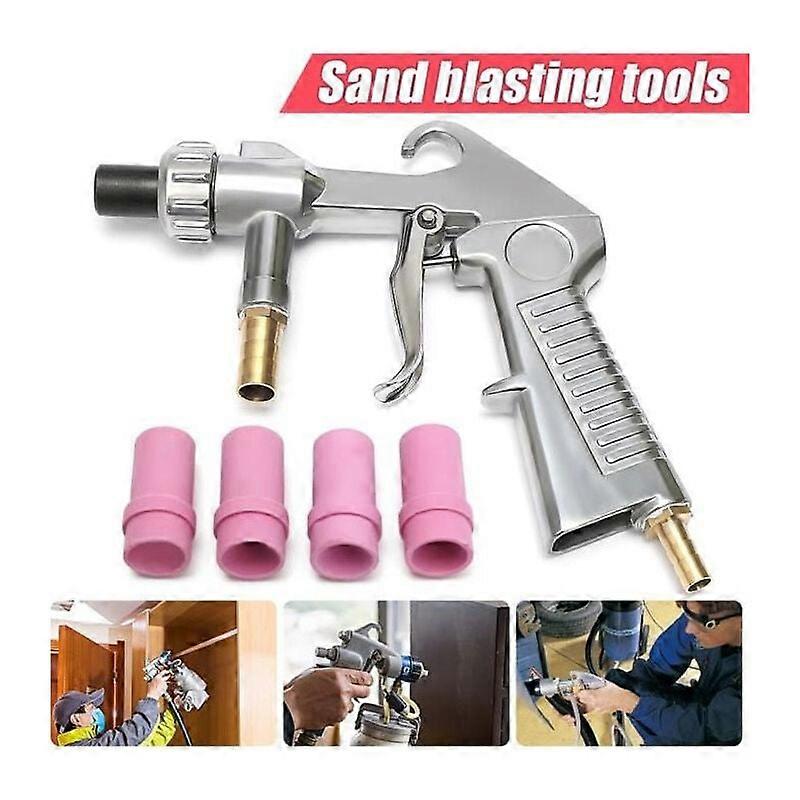 Pneumatic Sandblasting Gun Sandblaster Stripping + 4x Ceramic Nozzle 4/5/6/7mm