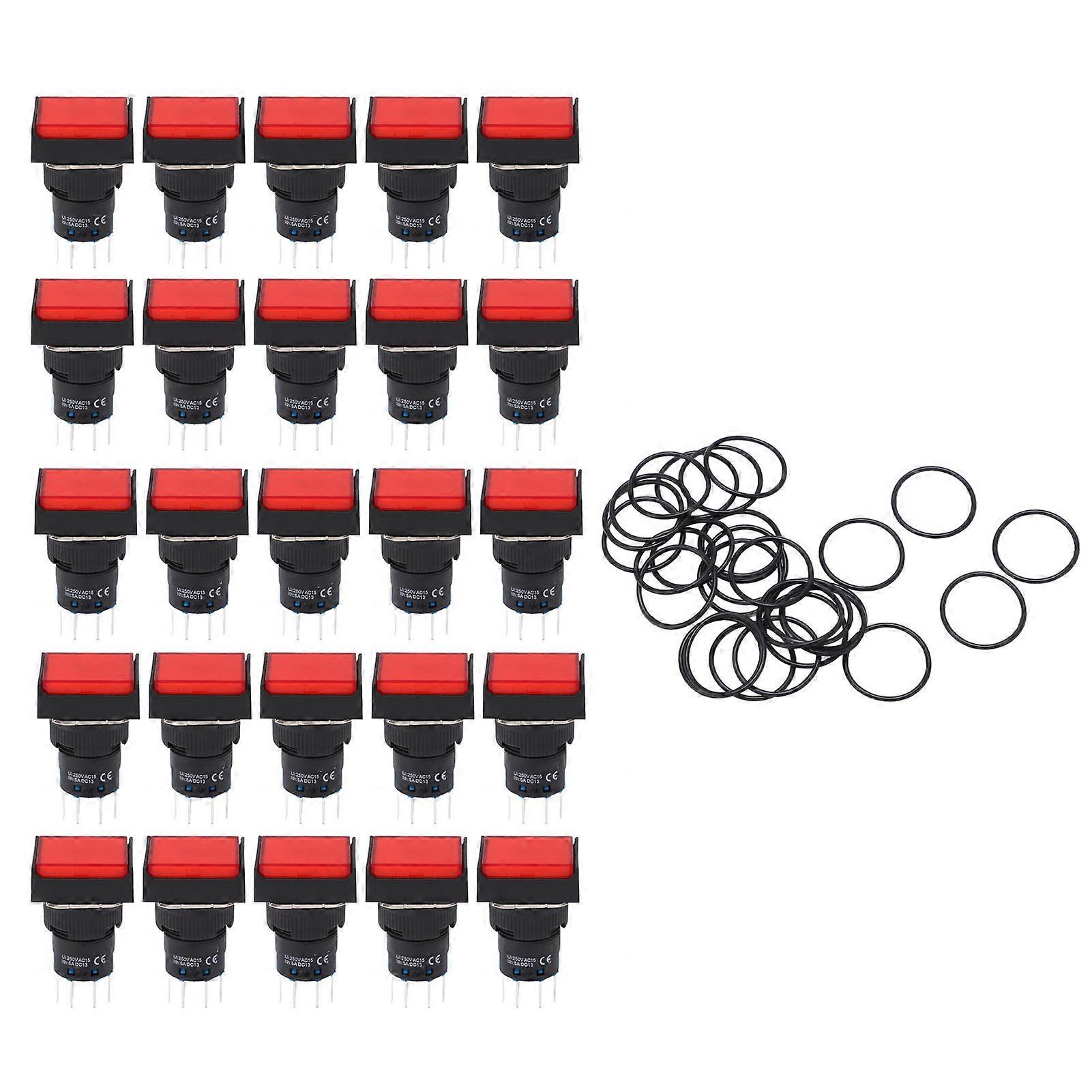 25 Pcs Industrial Push ABS Shell Light Indicate Switch Push Button for Electromagnetic Starter AC