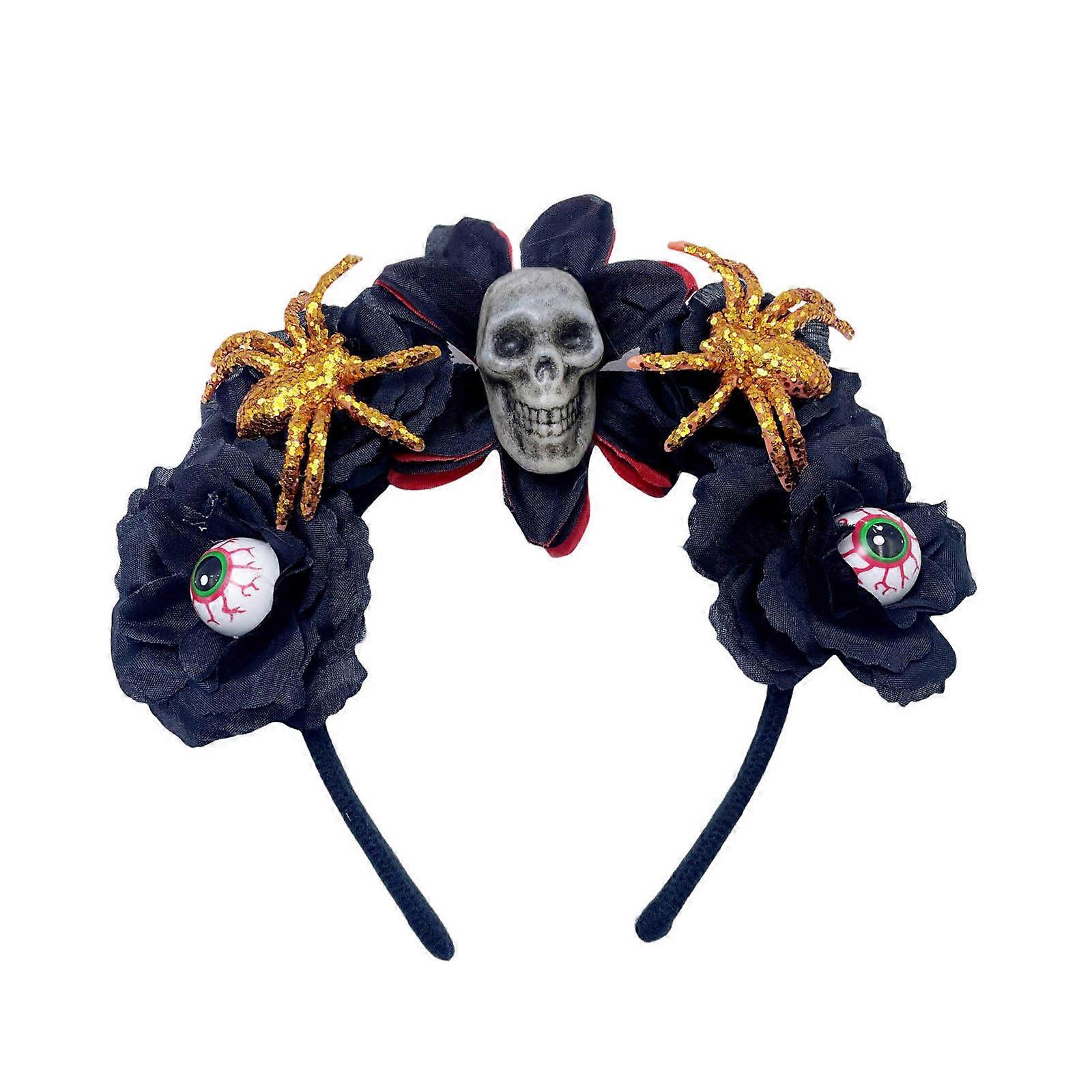 Spooky Skeleton Flower Hairband for Women Cosplay Party Costume Day of the Death Headband Halloween Hair Accessories  Section 4