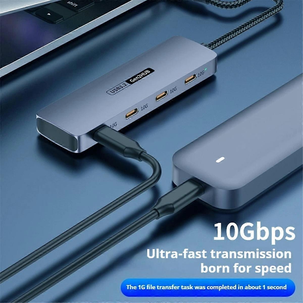 4 Ports USB C HUB 10Gbps High Speed USB C Splitter for Laptops PC