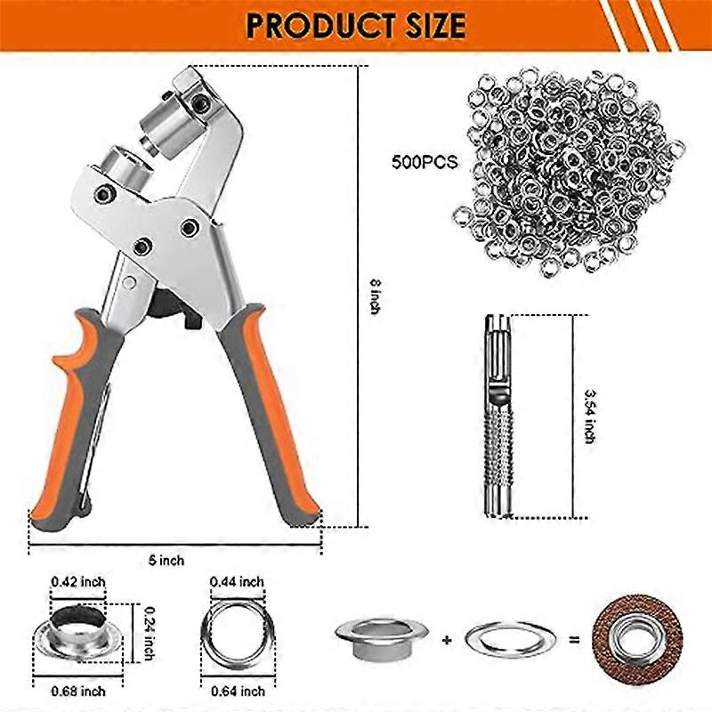 0.18in 4.5mm Grommet Tool Kit With 400 Metal Eyelets And Hole Cutter