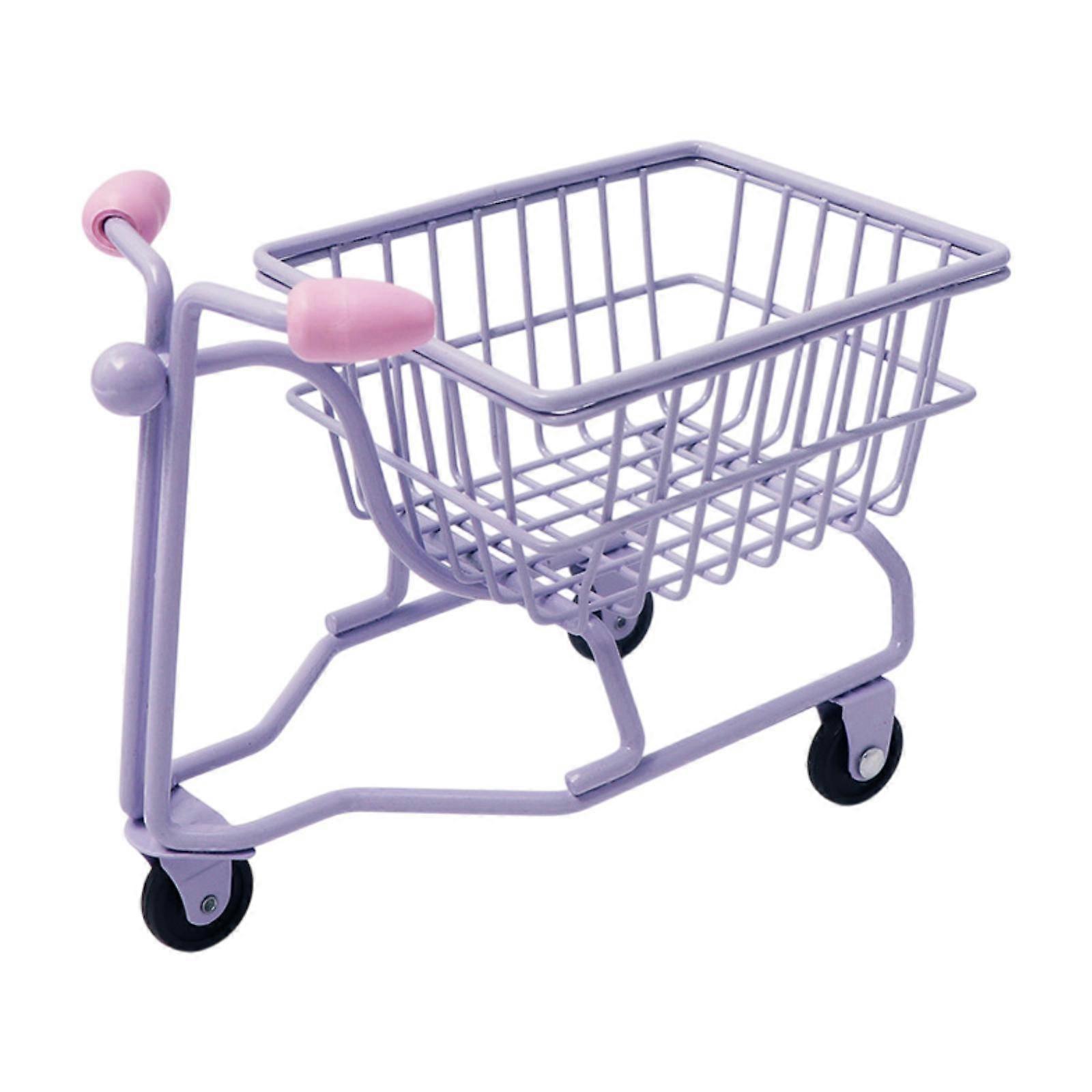 ミニチュアショッピングカート子供プッシュカートおもちゃの机の装飾オフィスオーガナイザー