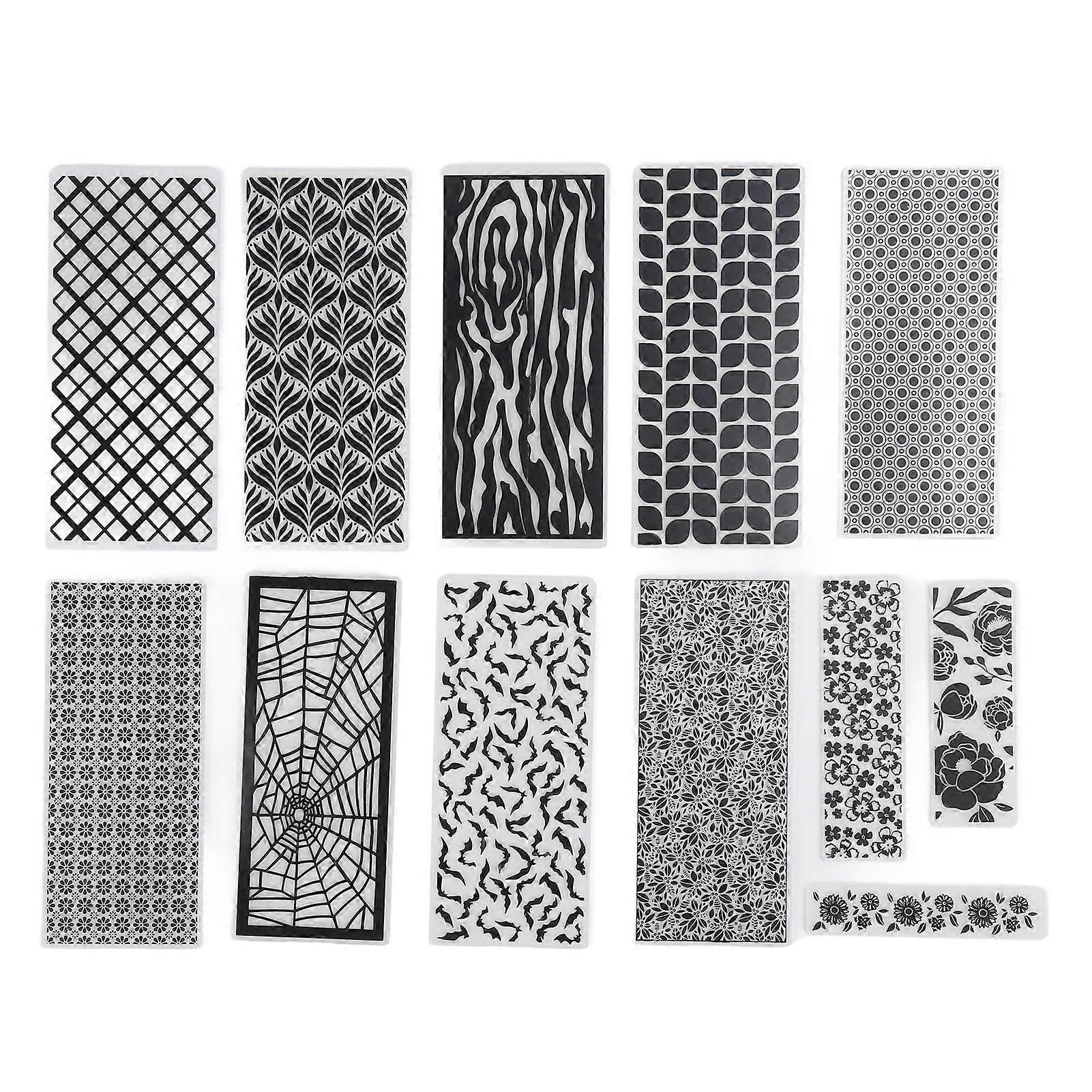 12 قطعة مجلدات النقش البلاستيك النقش قالب مجلد DIY الحرفية قالب مجلد لصنع ألبوم سكرابوكينغ