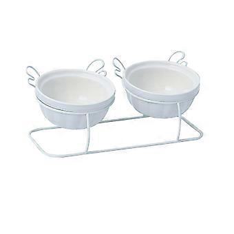 Elevated Cat Bowls, Ceramic Feeding Dishes 15° Tilted Raised Food & Water Bowls,