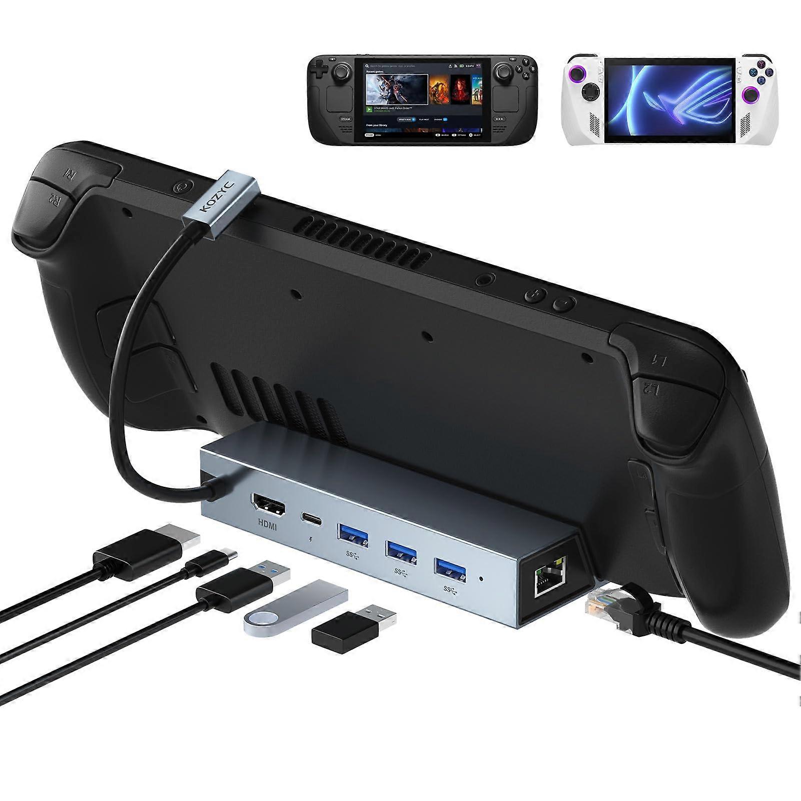 Docking Station for Steam Deck, 6 in 1 Stream Deck Dock with HDMI 2.0 4K 60Hz, 1Gbps RJ45