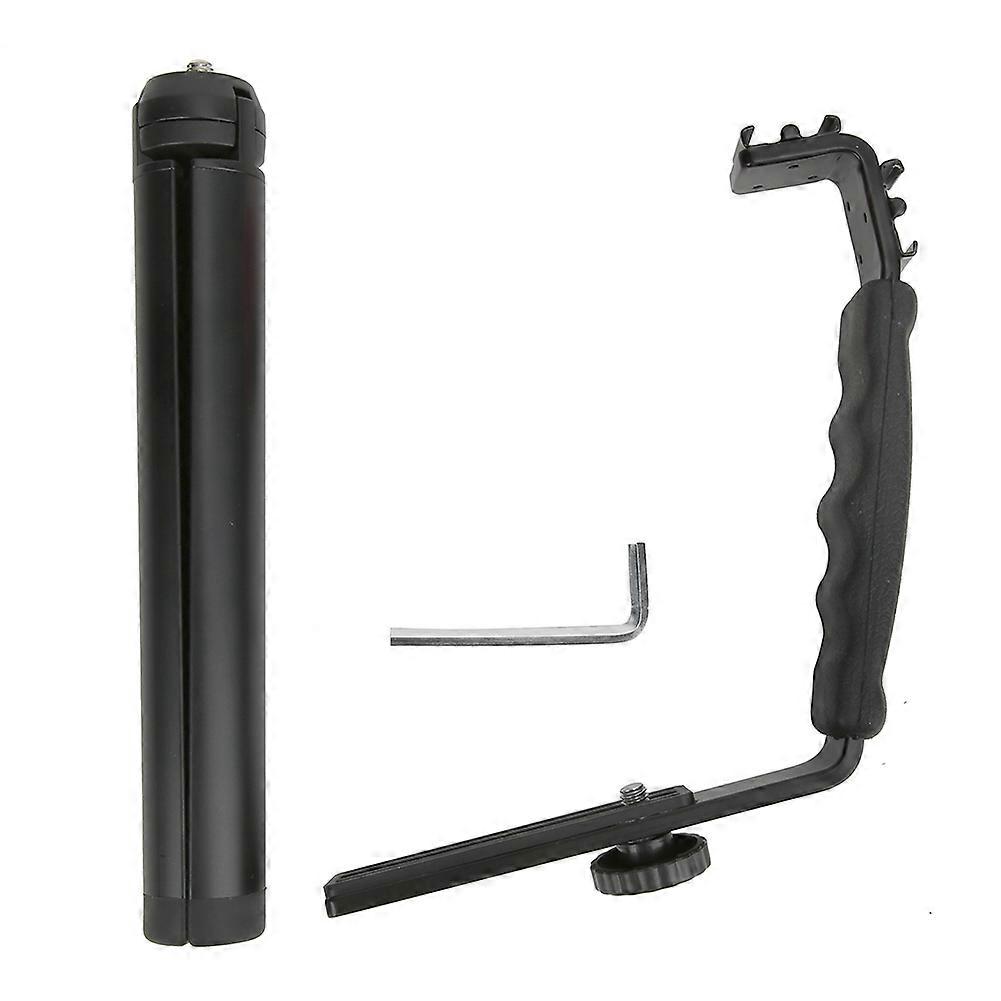 Aluminum Alloy Black L-shaped Bracket and Handheld Portable Tripod Set for OSMO Mobile 3