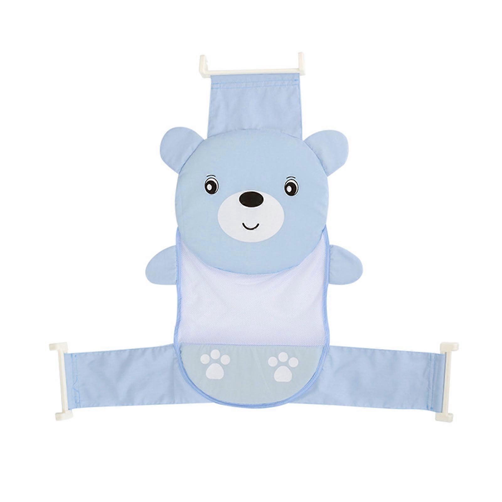 T-shaped Baby Bathtub Net Pocket Adjustable Newborn Bath Net Infant Bath Protector Bath Accessories for Safe Bathing Blue