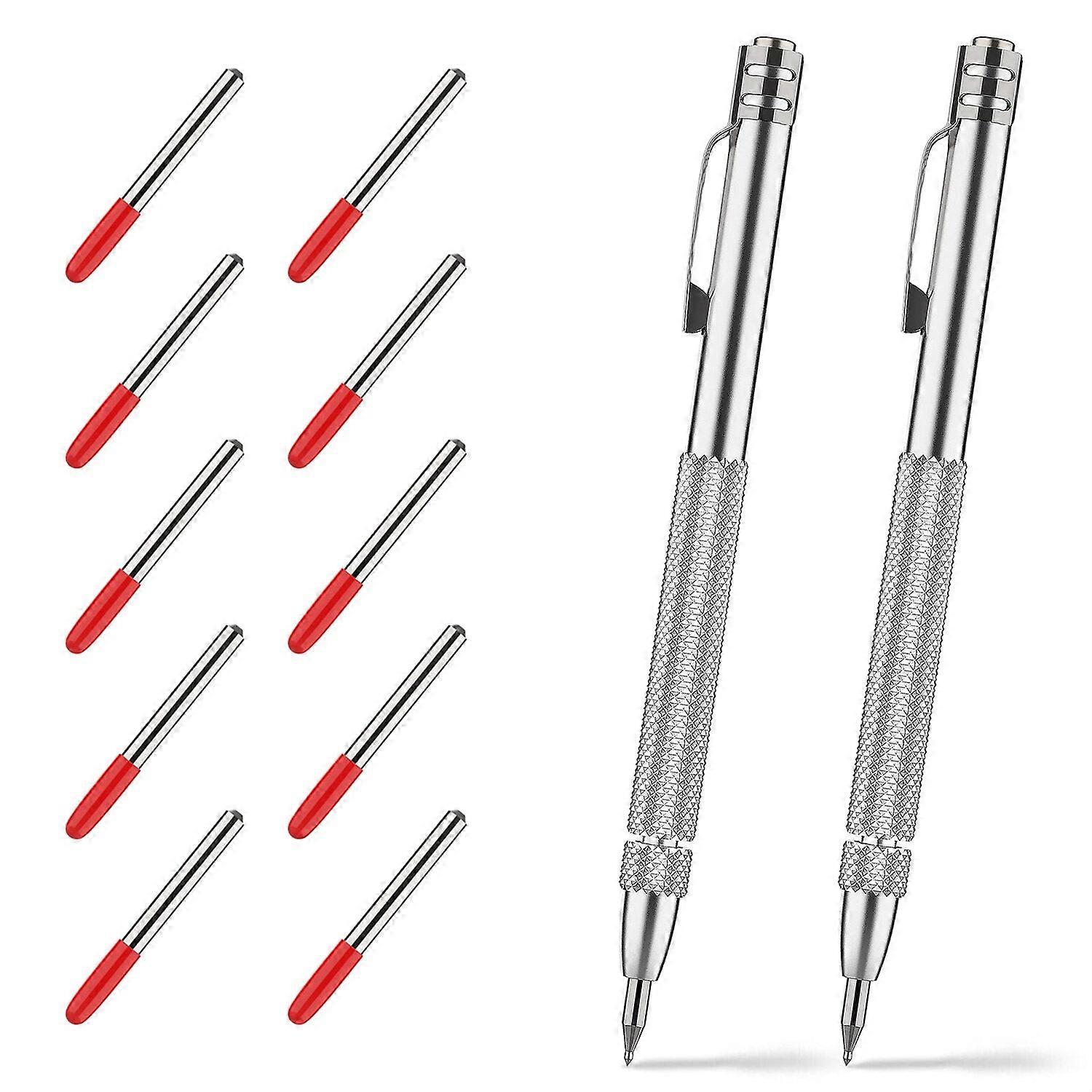 Kit de traceurs en carbure de tungstène - 2 outils, 10 pointes de rechange, magnétique, aluminium durable, design ergonomique, 15cm