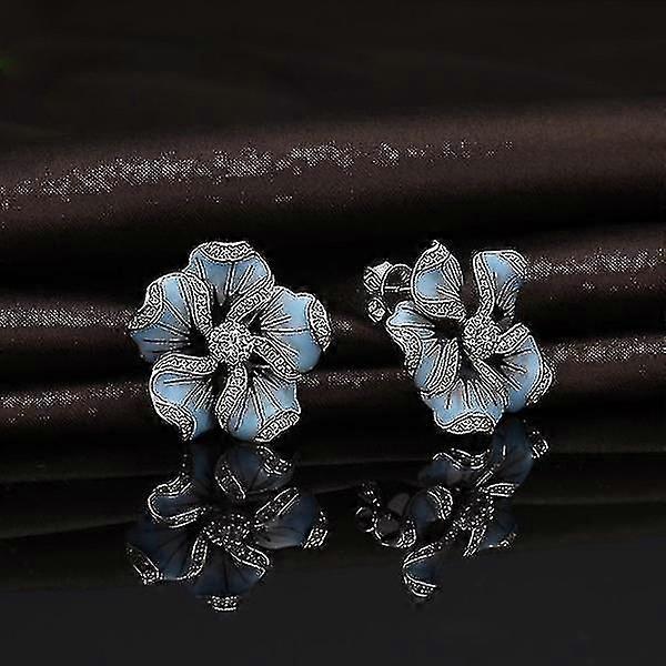 1pair Fashion Creative Zircon Flower Leaf Earrings