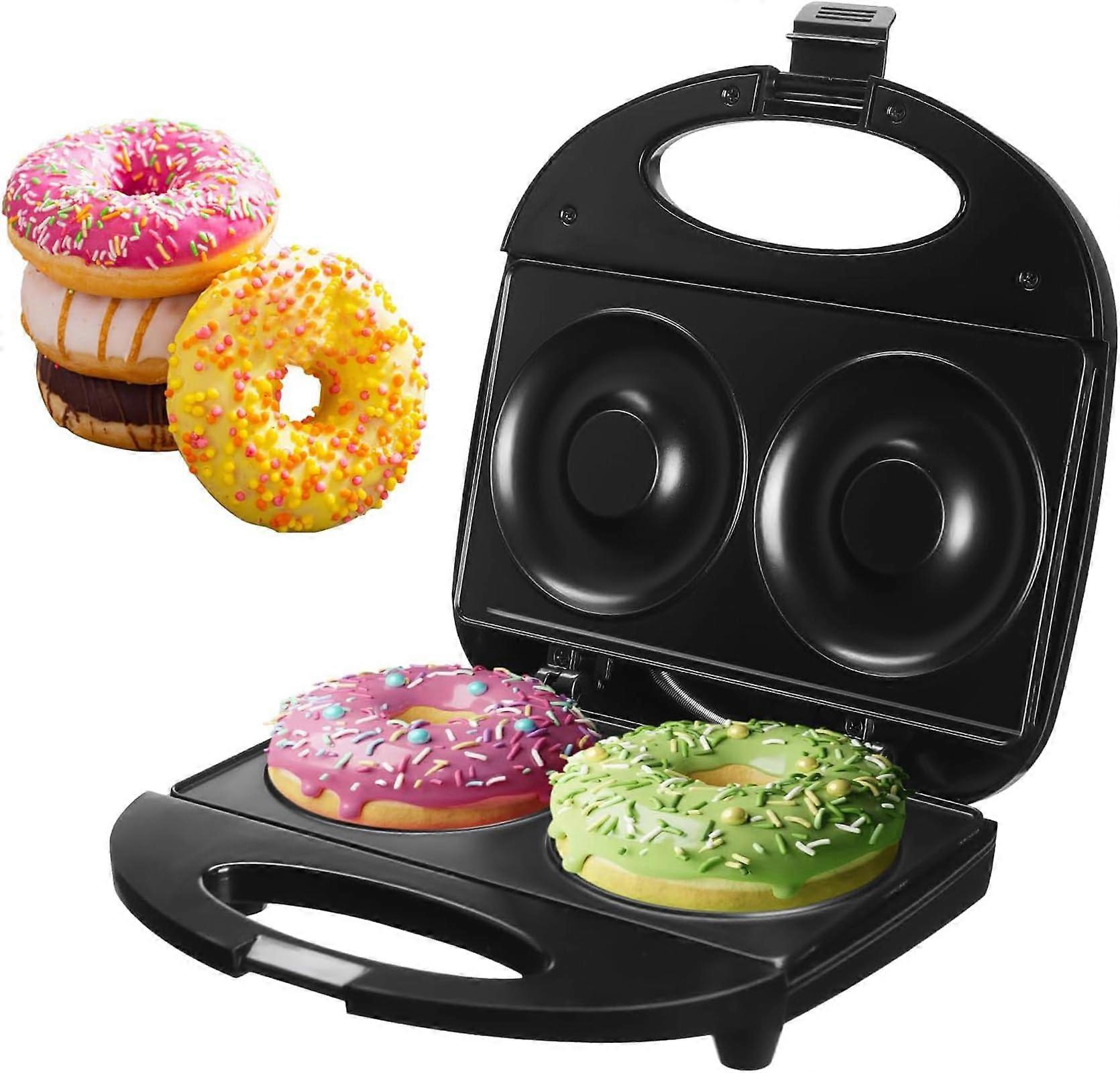 Mini Donut Maker Machine for Kids - Electric Non-Stick Bakes 2 Mini Doughnuts, Easy-to-Clean, Compact Design, Black