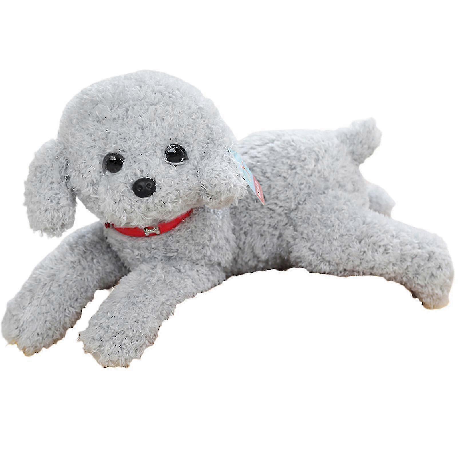 Plush poodle toy for kids with collar and clothes, soft stuffed animal doll