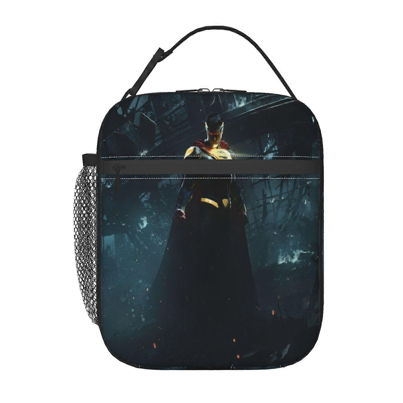 e186 Superman Lunch Bag with Removable Divider Panels, Customizable Interior Space for Different Meal Types d186