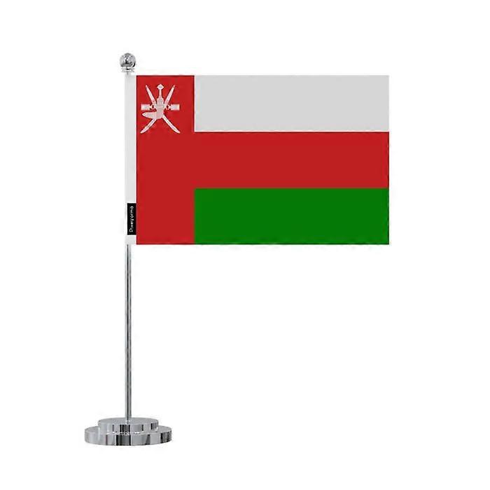 Oman Flag Desk – 14 x 21 cm – Polyester – Stainless Steel Base