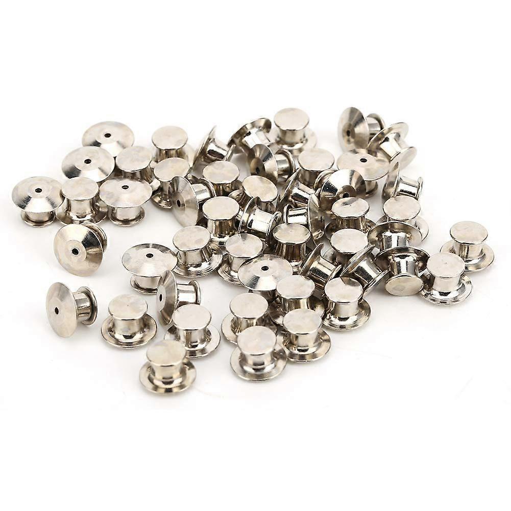 50pcs Locking Pin Backs for DIY Jewelry, Metal Replacement Earring Backs, Silver White Color, Secure Fit for Craft Projects