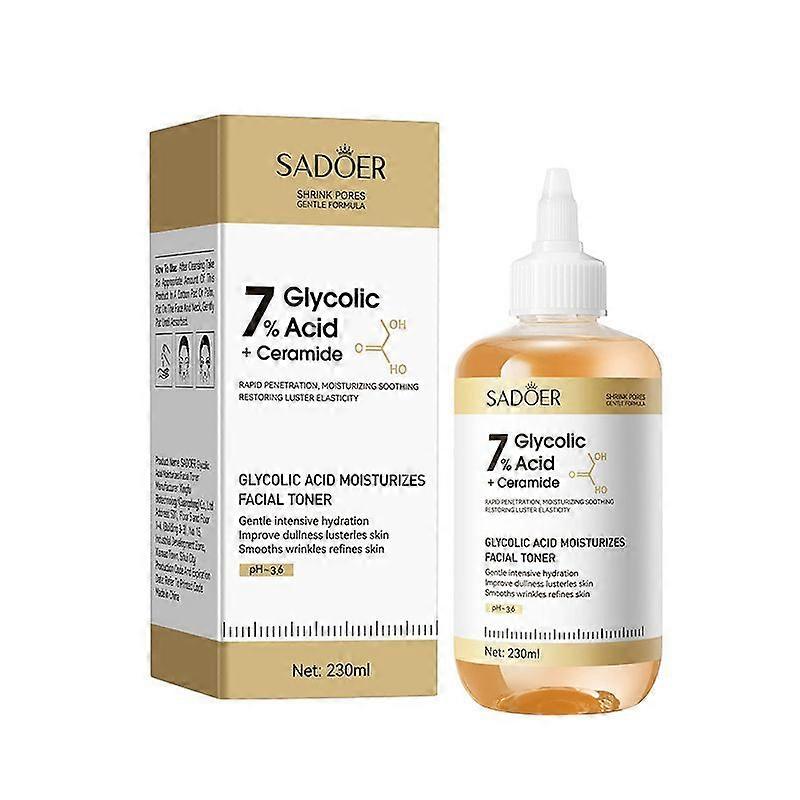 7% Glycolic Acid Face Exfoliating Toner for Clear Skin, Pore Minimizer, Radiant Complexion Enhancer, Daily Use Gentle Formula for All Skin Types, 230m