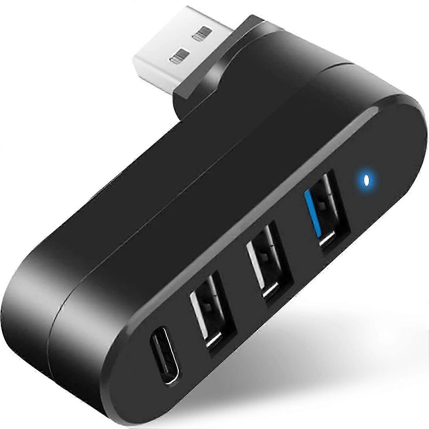 4-port usb 3.0 hub 180 degree rotatableusb splitter with 3 usb ports 1 usb c powerdata p p