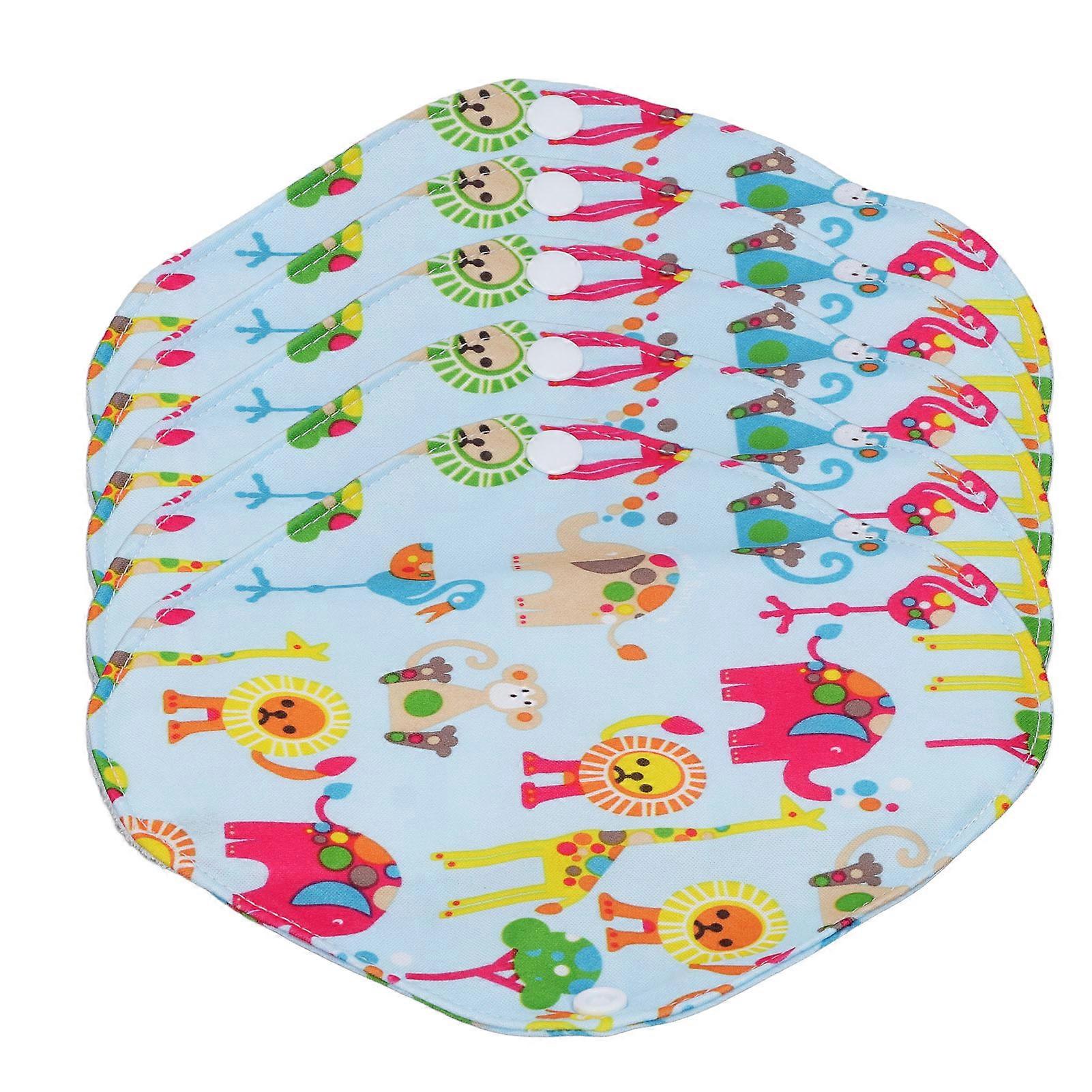 5PCS Reusable Menstrual Pads Zoo Print Absorbent Soft Comfortable Bamboo Cloth Sanitary Pad for Women 