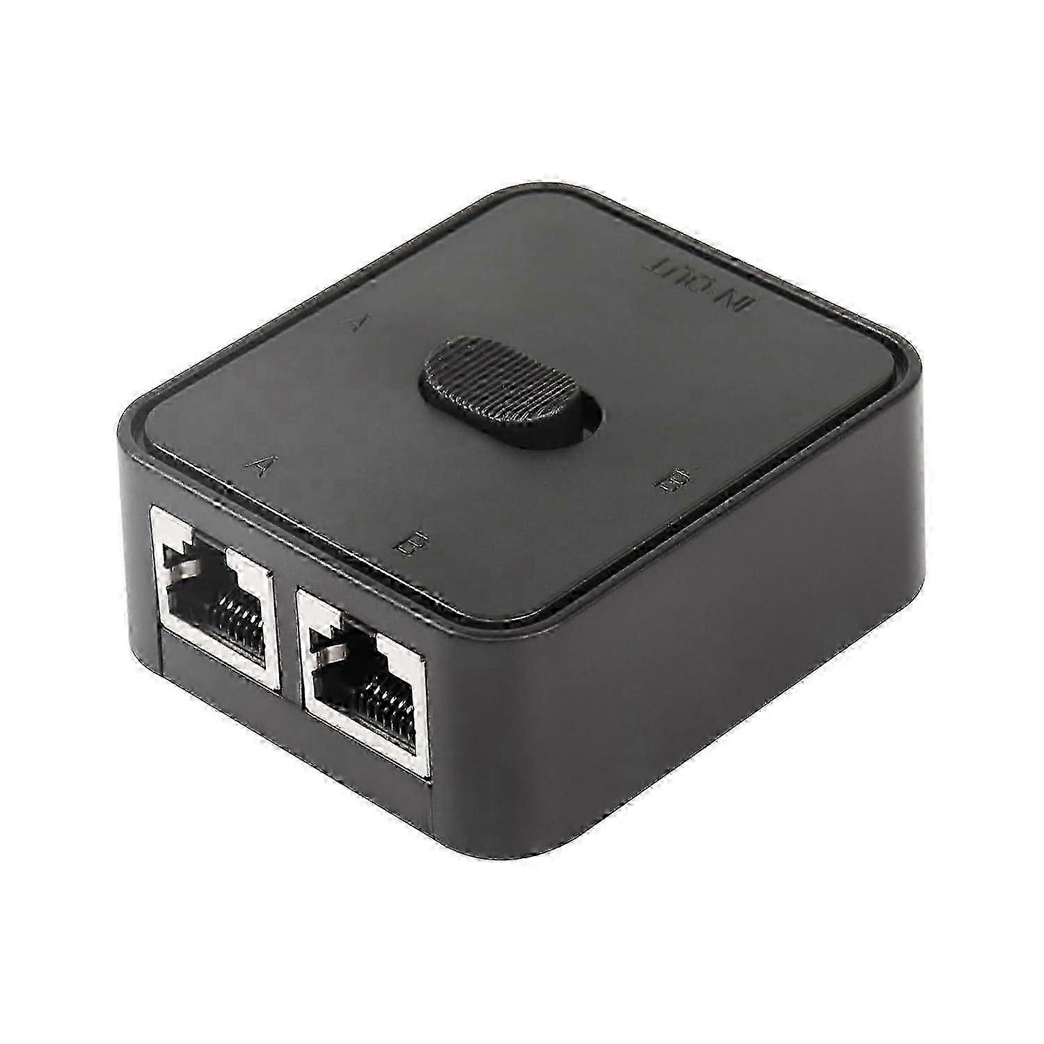 Network LAN Switch 2 Ports, RJ45 Network Key-Press Switch Splitter Selector Box, 100M 2 in 1 Out or 1 in 2 Out, 2 Port Network Hub Black Edition 0620