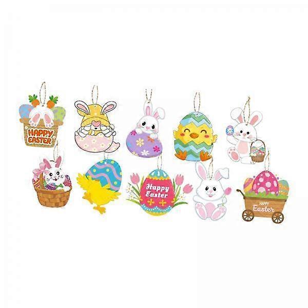 6x10 Pieces Easter Hanging Decorations Bunny Eggs Ornaments Tree Desk Easter