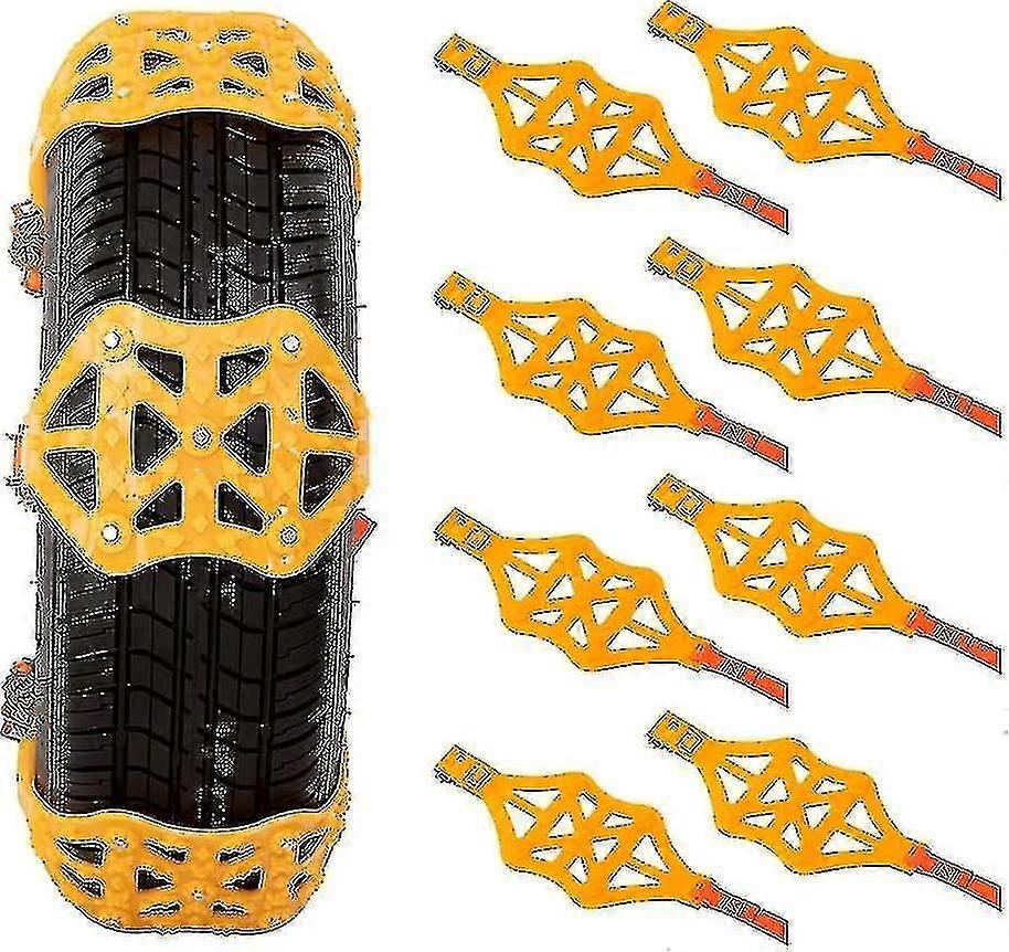 8pcs Universal Snow Chains For Cars/suv/ Lt Truck/pickup Adjustable Traction Tire Chains For Tyres Width 5.71-11.2 Inch Snow Tyre Chains For Icing,mud