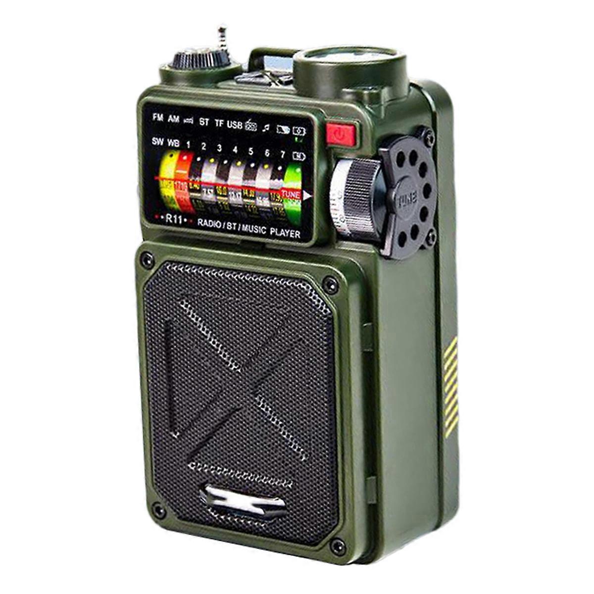 Hätä monitoiminen radio bluetooth-kaiutin kompassi taskulamppu aurinkoenergialla toimiva käsikampi gen