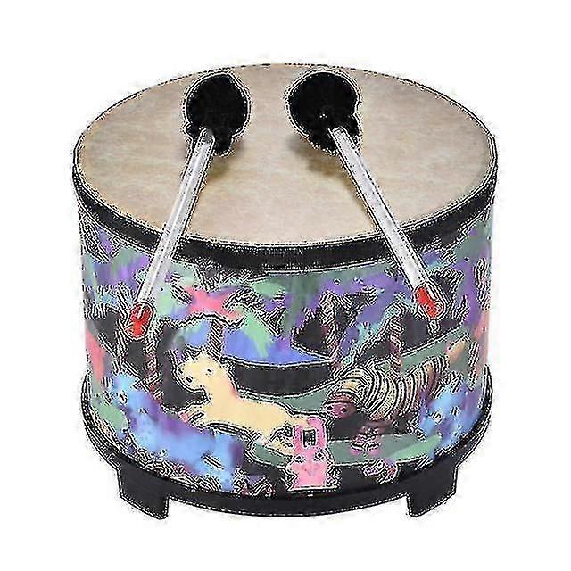 Drum Kits 10 Inch Wooden Floor Drum Wood Drum Percussion Musical Instrument With 2 Mallets For Kids Children