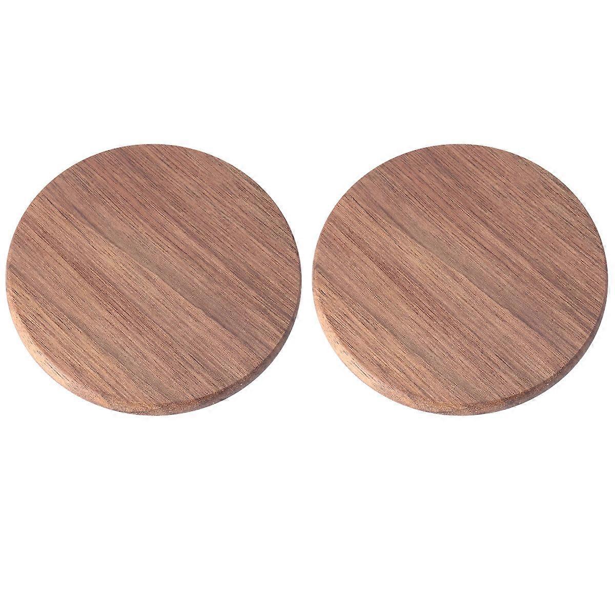 Cup Pad Mat Walnut Wood Round Shape Japanese Style Heat Insulation for Home Wedding Party 2Pcs