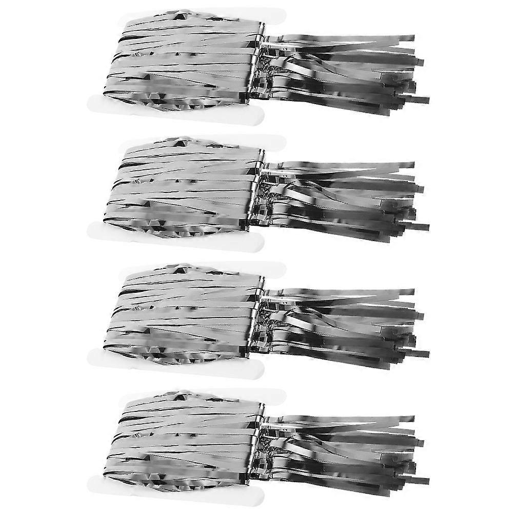 Foil Fringe Backdrop Curtains Silver Rectangular Modern Style Birthday Party 4Set