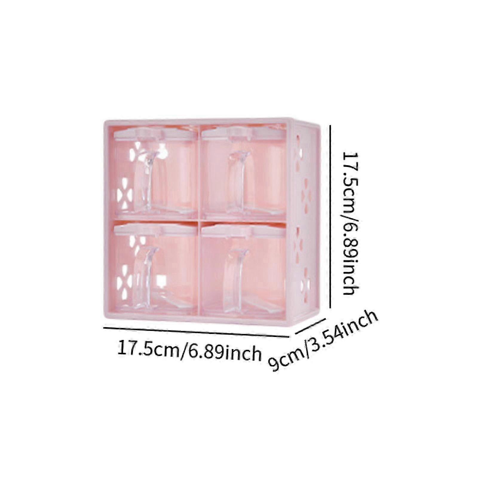 Spice Organizer with 4 Compartments for Condiments, Desserts, and Seafood - Ideal for Use with Certain Brands, Pink Color