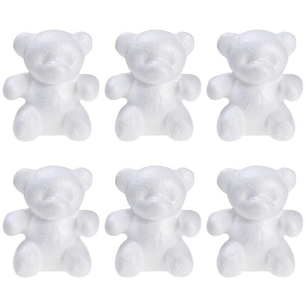 6 Pcs 1 Bag Creative DIY Crafts Interesting Bear Shape Modelings (White)