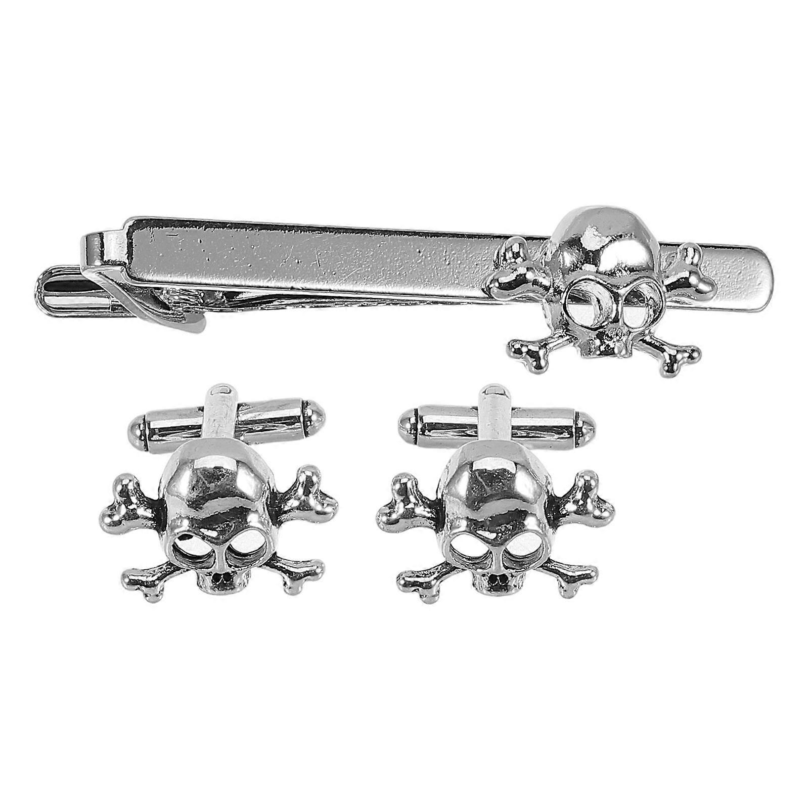 3 قطع جمجمة التعادل كليب وأزرار أكمام مجموعة للرجال جمجمة التعادل كليب للرجال للأعمال والمناسبات غير الرسمية ربطة العنق الملحقات