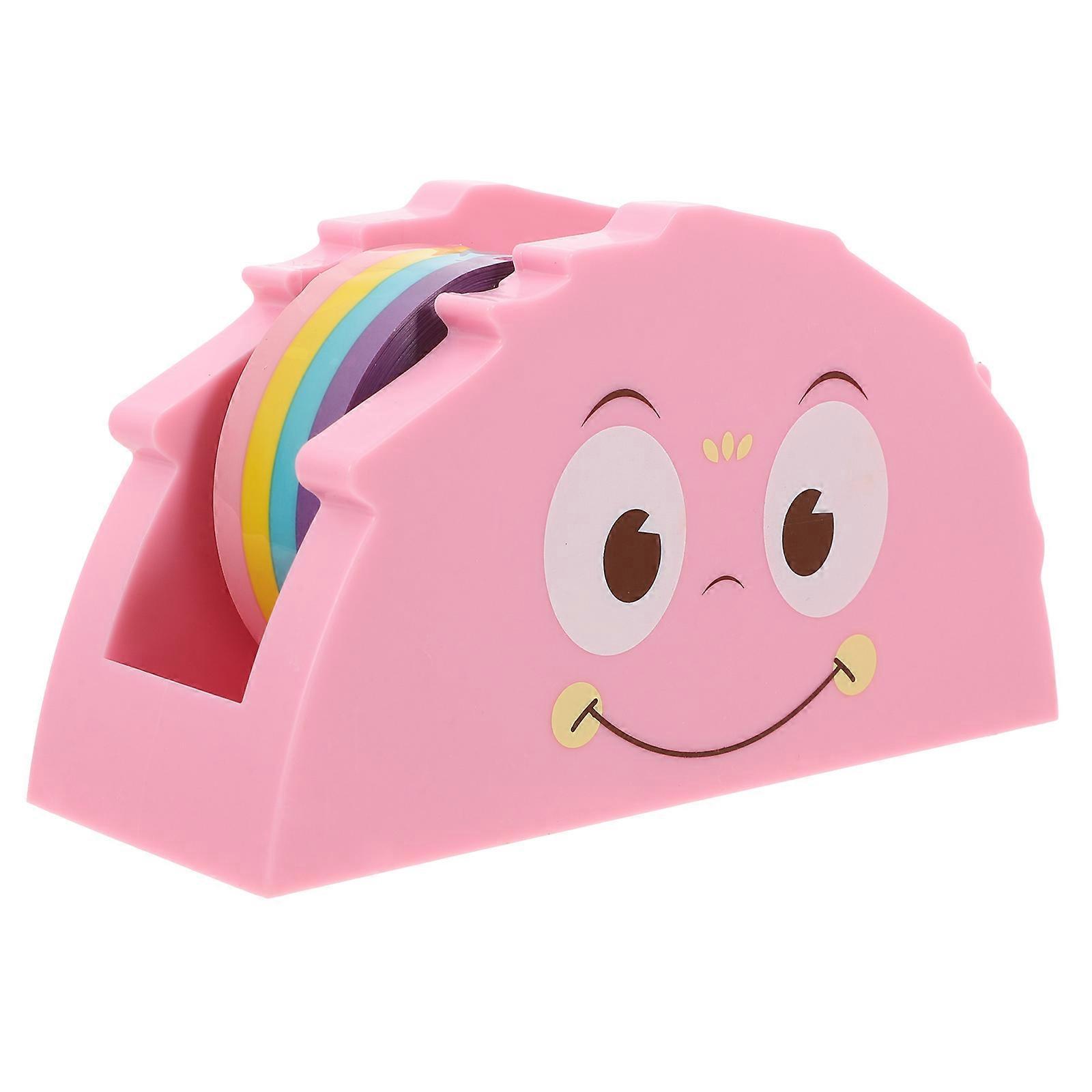 Office Tape Dispenser Stable Base Use Pink Plastic For Students 1Set