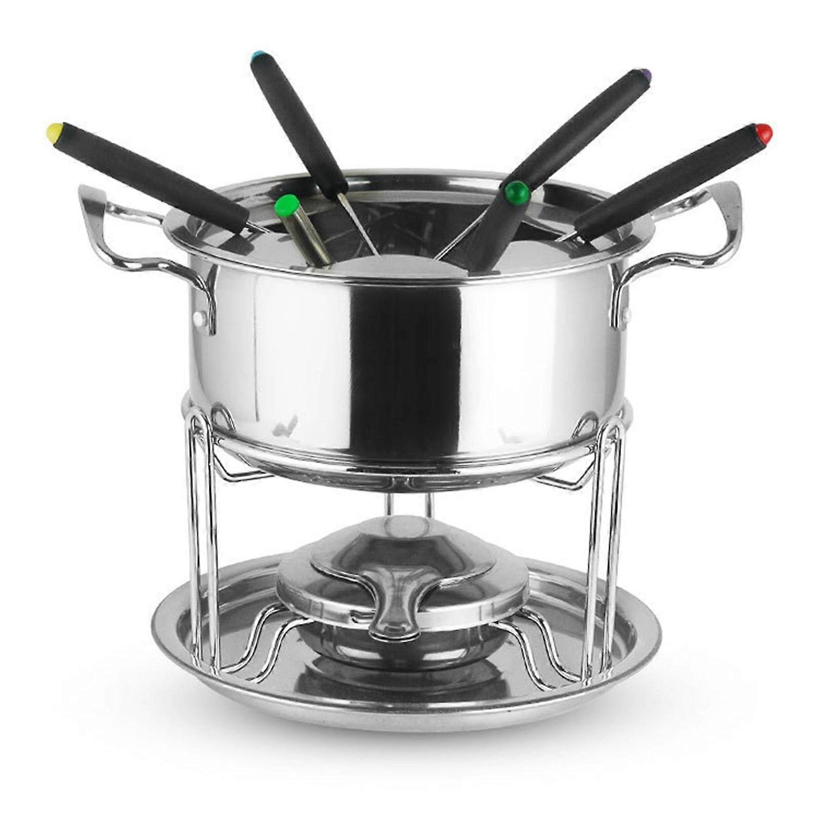 Stainless Steel Chocolate Fondue Set Japanese Style with 6 Forks, Ideal for Cheese and Chocolate Fondue Parties
