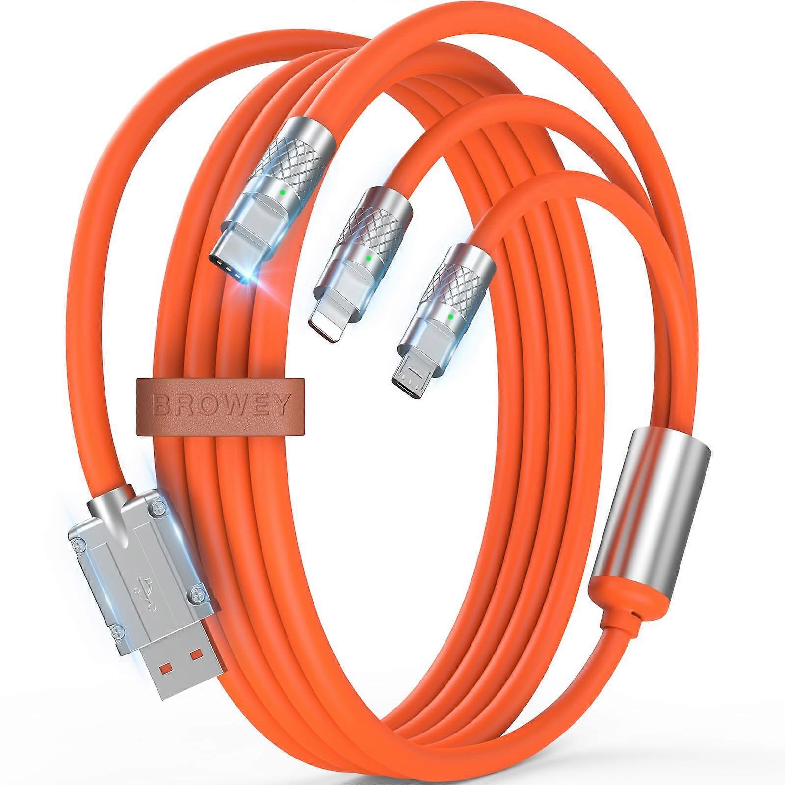 Multi Charging Cable 3-In-1 USB-C Micro USB Phone Cable 60W Fast Charging 1.2m Length Compatible With Phones Tablets Galaxy