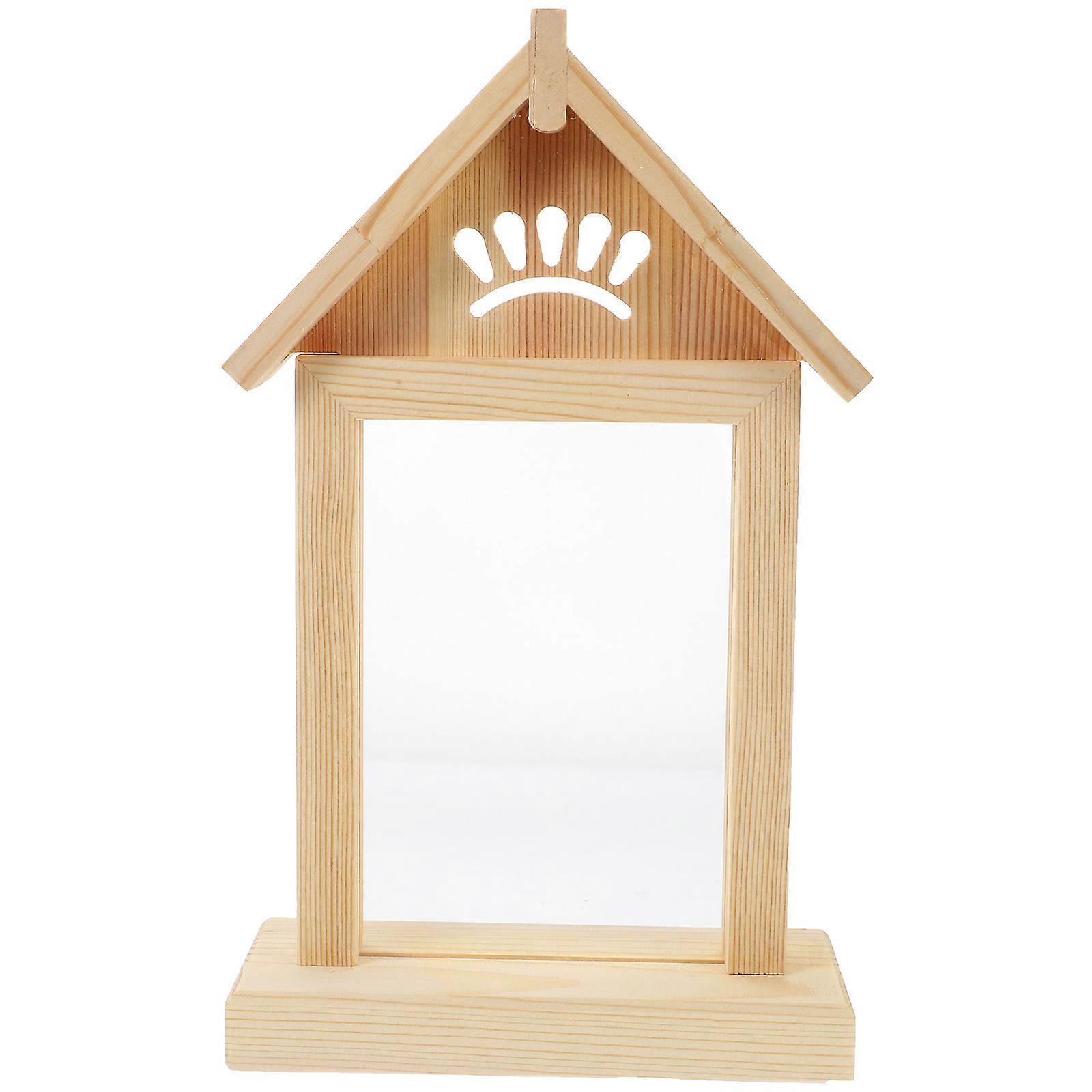 Pet Frame Creative Photo Display Frame Wooden Picture for Pets House Shape Light Yellow 26.5X15.5X6CM Display Photos 1Pcs